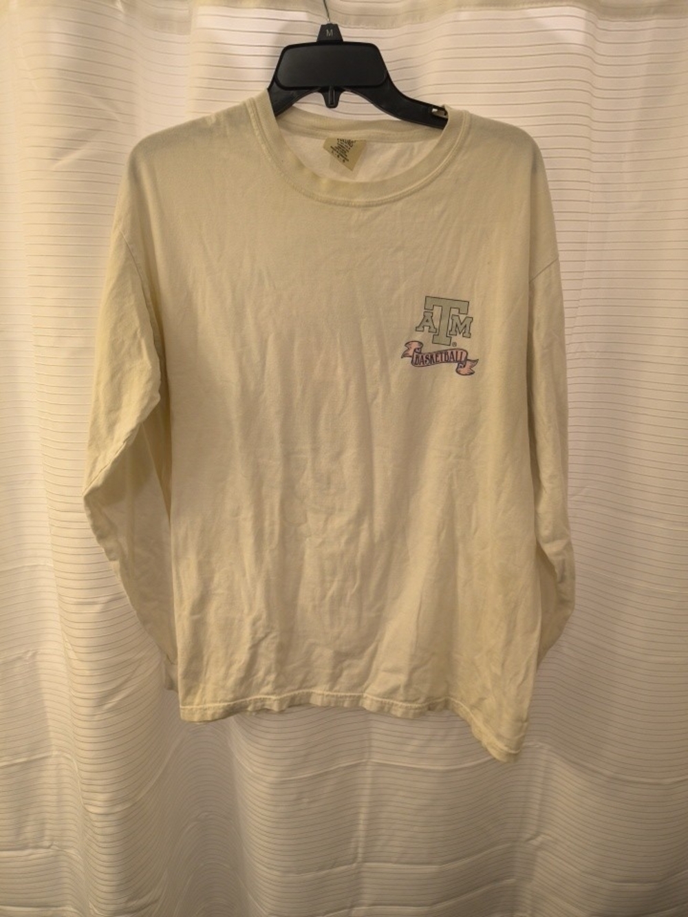 Comfort Colors Cream Long Sleeve Tee with Small Texas A&M Chest Logo